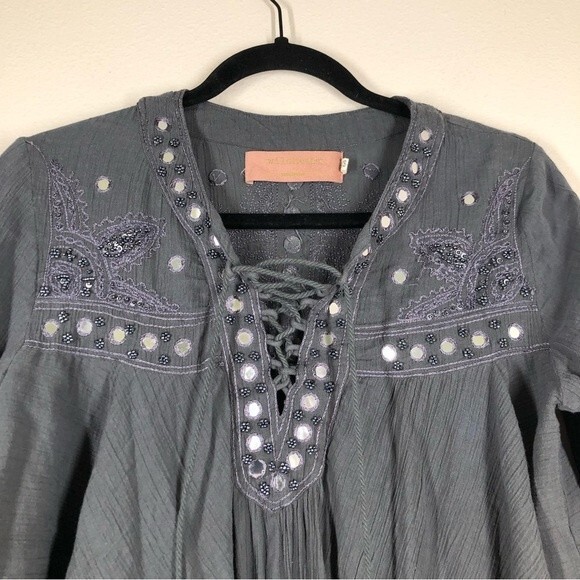 Wildheart By Eternal Sunshine Creations Boho Top Embellished Swing Long Sleeve S - Picture 3 of 10